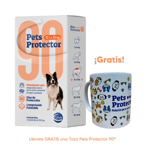 Pets Protector 90 Antipulgas Perro Fluralaner 10.1 a 20Kg 500mg 1 Tableta