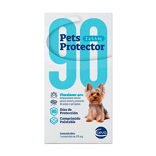 Pets Protector 90 Antipulgas Perro Fluralaner 2 a 4.4Kg 110mg 1 Tableta