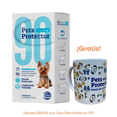 Pets Protector 90 Antipulgas Perro Fluralaner 2 a 4.4Kg 110mg 1 Tableta