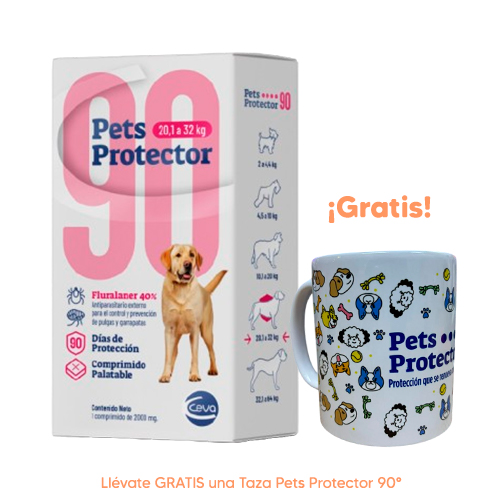 Pets Protector 90 Antipulgas Perro Fluralaner 20.1 a 32Kg 800mg 1 Tableta