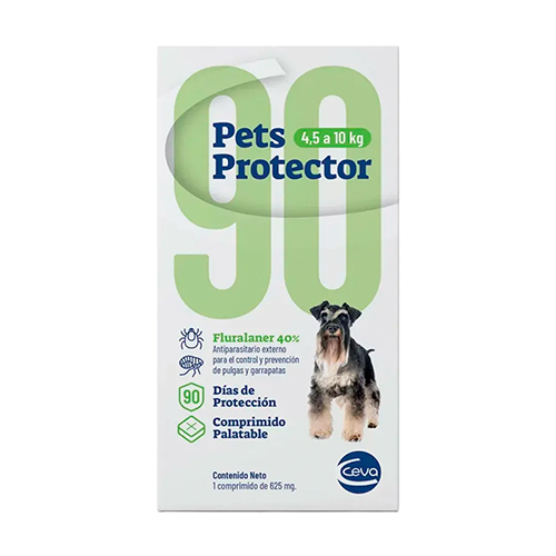 Pets Protector 90 Antipulgas Perro Fluralaner 4.5 a 10Kg 250mg 1 Tableta