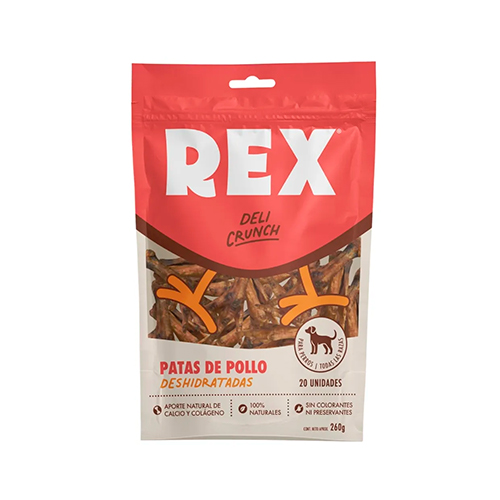 Rex Deli Crunch para Perro Patas de Pollo 20 Unidades