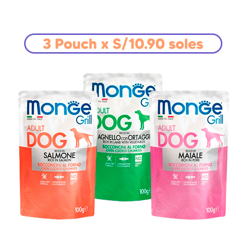 Homepage Promoción 3 Pouch Monge Perro Adulto 100Gr de cualquier presentación