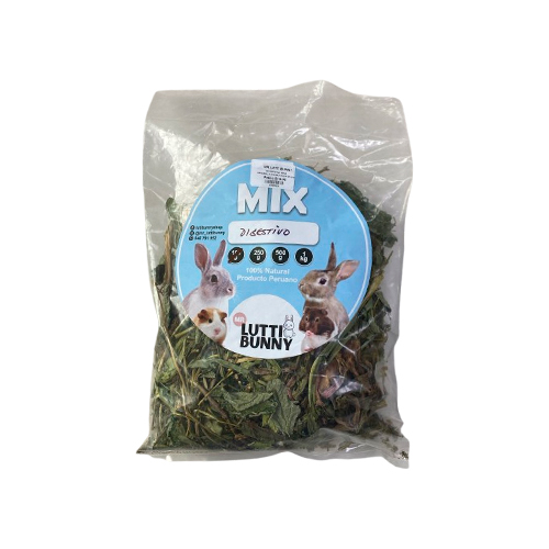Mr. Lutti Bunny Mix Digestivo para Conejo Manzanilla, Salvia y Diente de León 100Gr