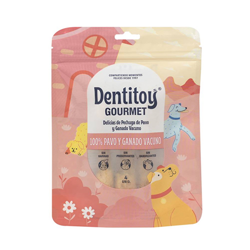 Dentitoy Gourmet Barritas de Pechuga de Pavo y Ganado Vacuno 4 Unidades