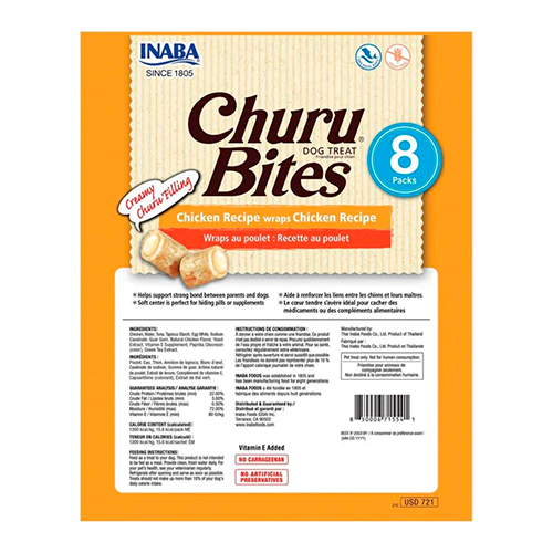 Churu Bites Snack para Perro Pollo 8 Unidades