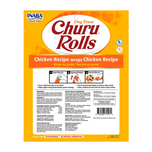 Churu Rolls Snack para Perro Pollo 8 Unidades