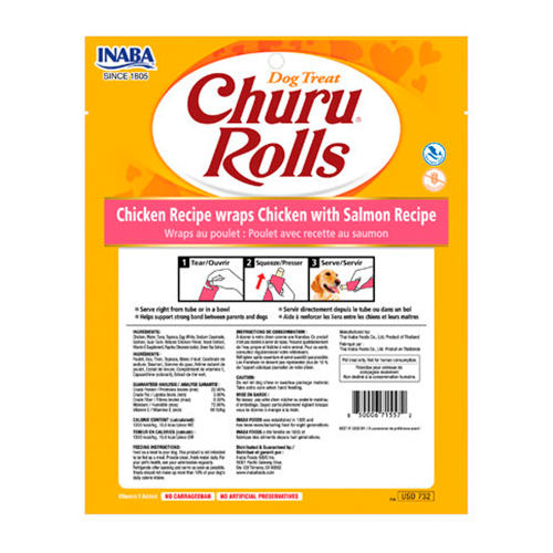 Churu Rolls Snack para Perro Pollo con Salmón 8 Unidades