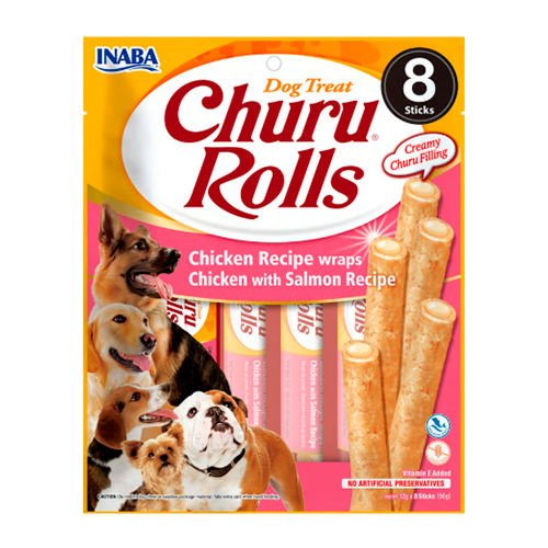 Churu Rolls Snack para Perro Pollo con Salmón 8 Unidades