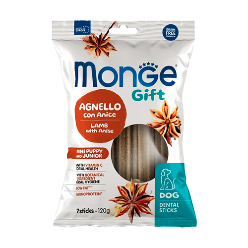 Monge Gift Soft Dental Sticks Mini Puppy & Junior Dog Cordero y Anís 120Gr