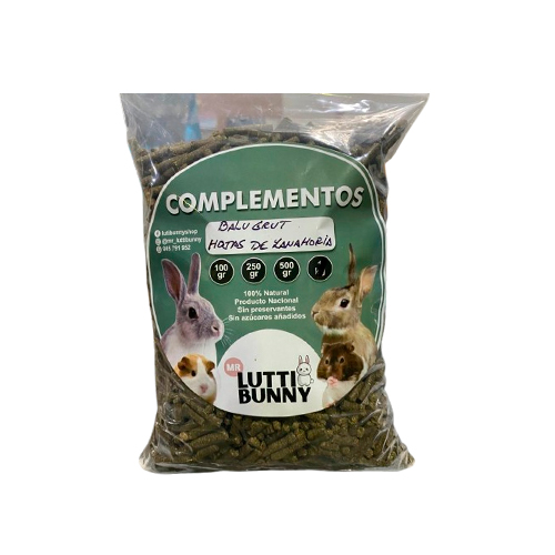 Mr. Lutti Bunny Balugrut alimento Peletizado para conejo Hojas de Zanahoria 1Kg