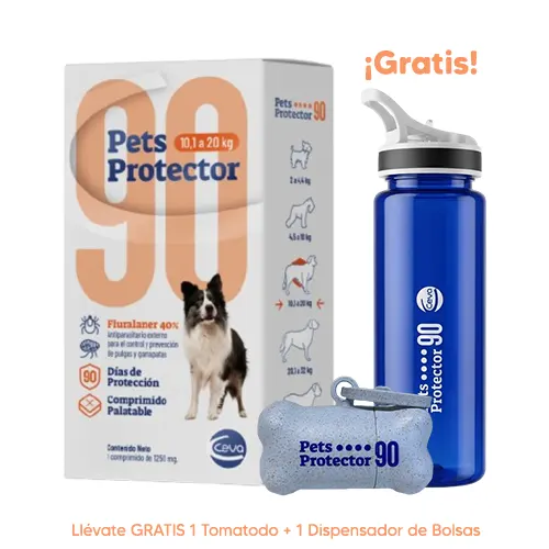 Pets Protector 90 Antipulgas Perro Fluralaner 10.1 a 20Kg 500mg 1 Tableta