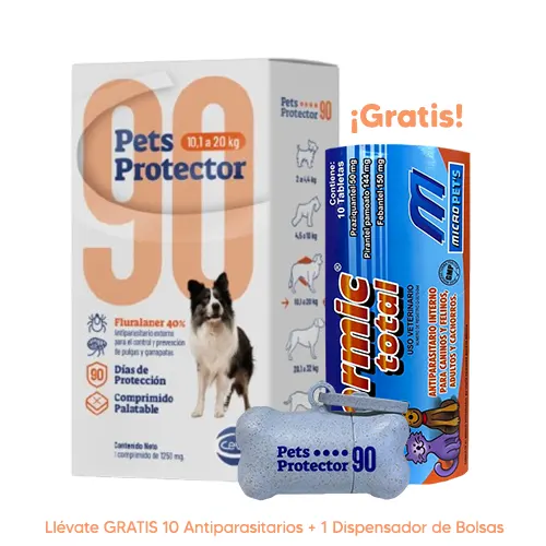 Pets Protector 90 Antipulgas Perro Fluralaner 10.1 a 20Kg 500mg 1 Tableta