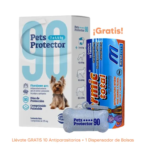Pets Protector 90 Antipulgas Perro Fluralaner 2 a 4.4Kg 110mg 1 Tableta