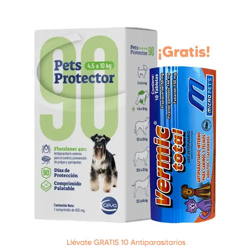 Pets Protector 90 Antipulgas Perro Fluralaner 4.5 a 10Kg 250mg 1 Tableta
