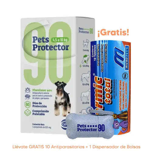 Pets Protector 90 Antipulgas Perro Fluralaner 4.5 a 10Kg 250mg 1 Tableta