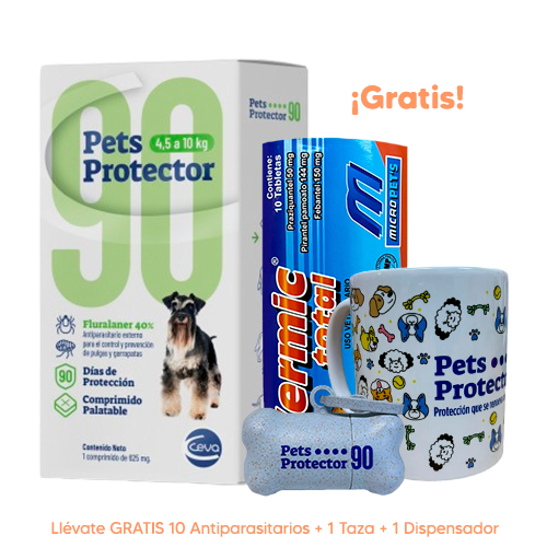 Pets Protector 90 Antipulgas Perro Fluralaner 4.5 a 10Kg 250mg 1 Tableta
