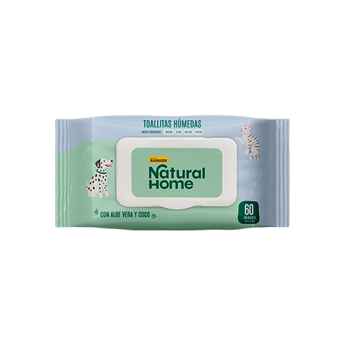Natural Home Toallitas Húmedas con Aloe Vera y Coco 60 unidades