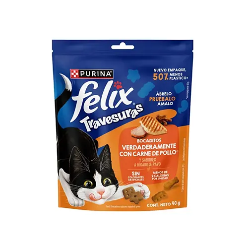 Felix Snack Travesuras Original Mix Pollo, Higado y Pavo 40Gr