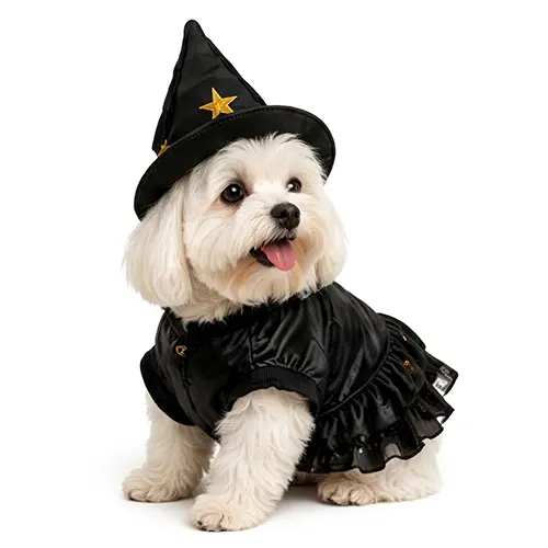 Mac Disfraz Vestido Fiesta Bruja con Sombrero para Mascota